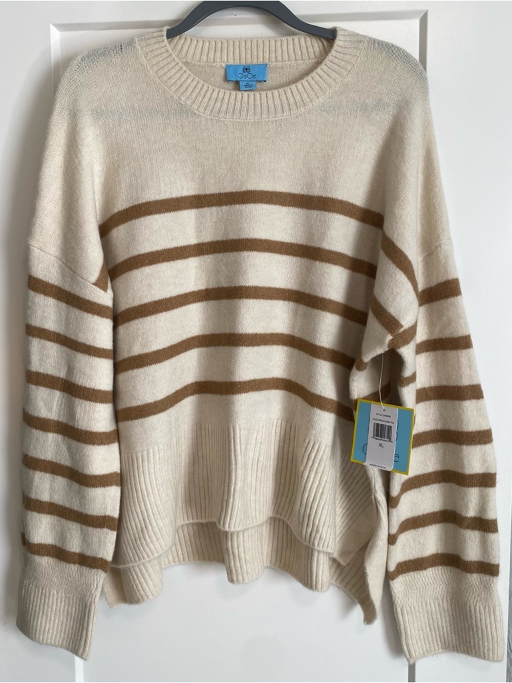 🆕 CeCe Striped Pullover Sweater Oversized Relaxed Fit Boxy Preppy Nautical XL